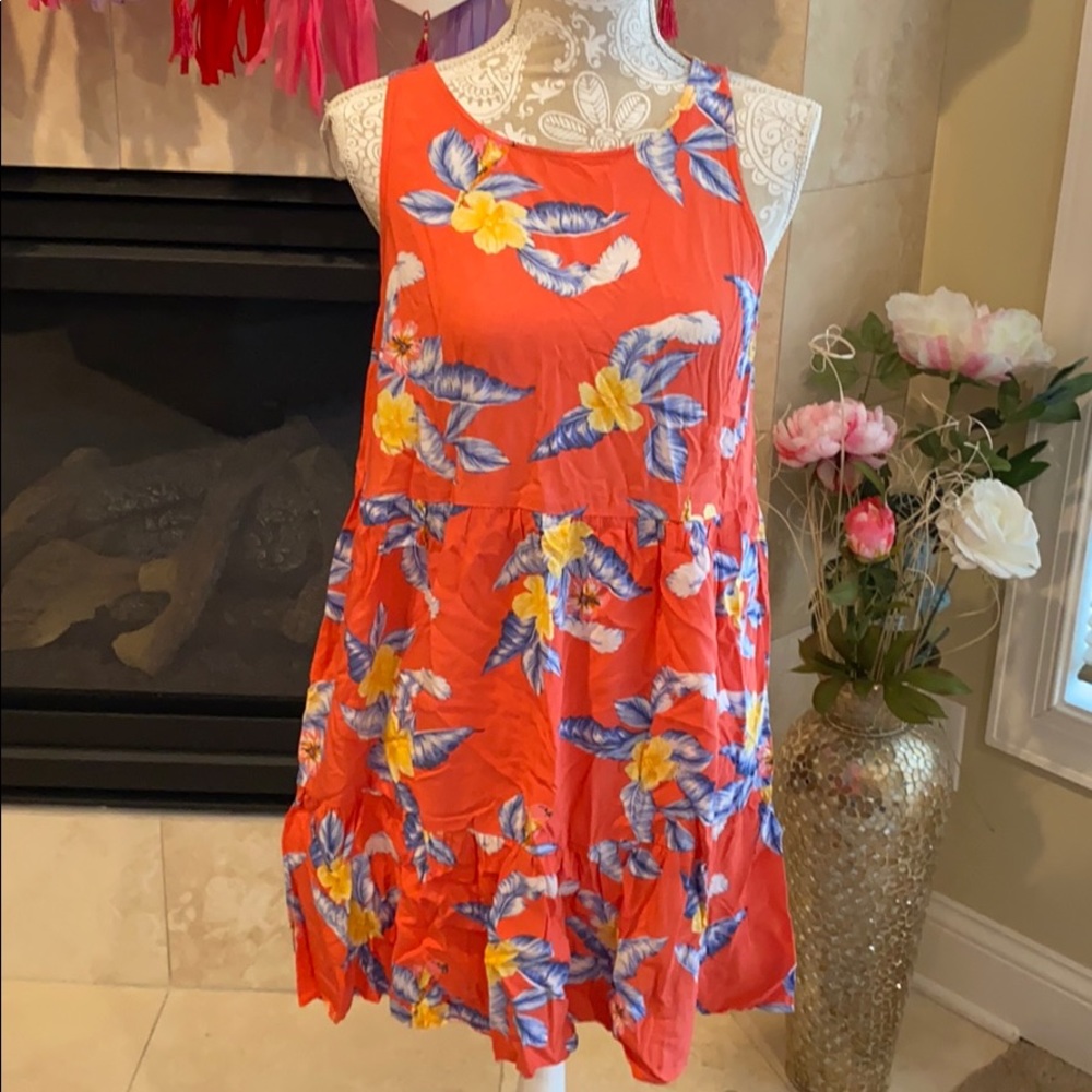 Orange Floral Babydoll Dress